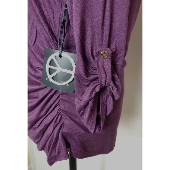 Nadine West Womens Hippie Chic Top M Purple Ruched Side 3/4 Sleeve Boho Y2K NEW - Picture 6 of 8